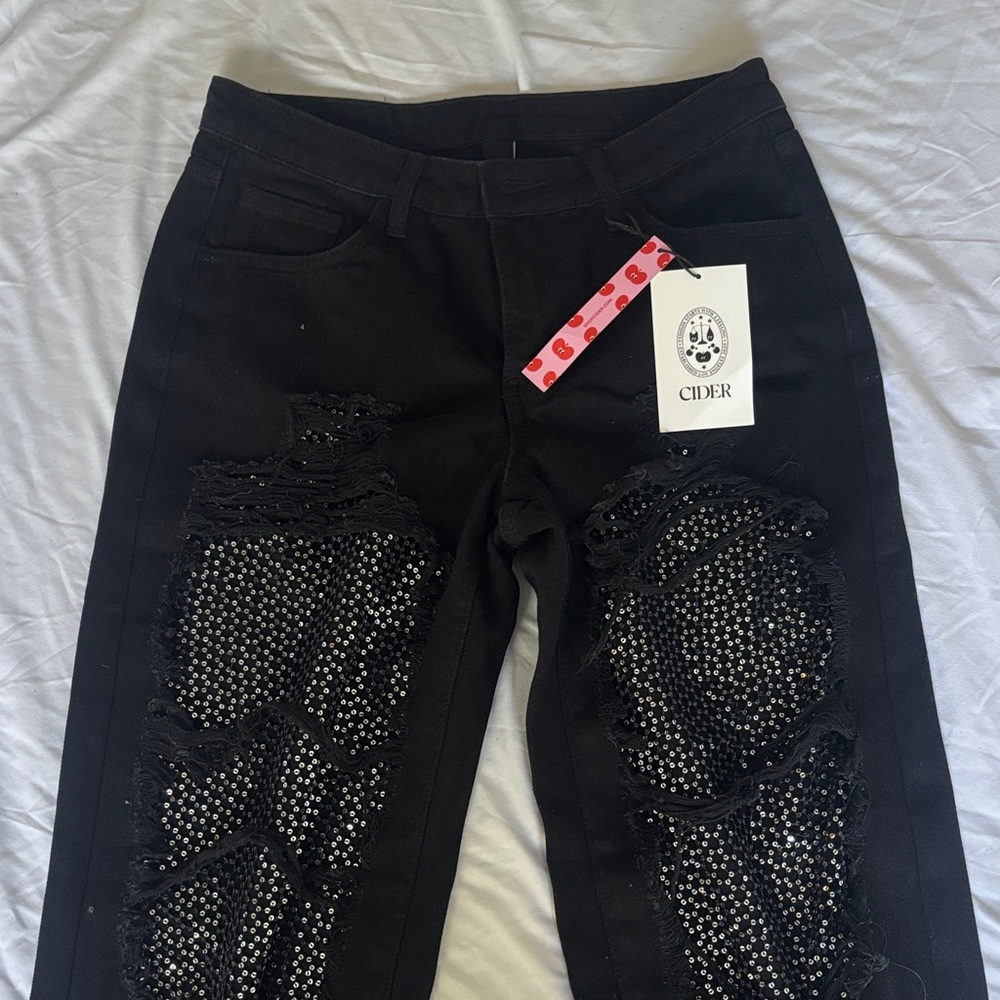 Cider Black Jeans with Sequin Accents